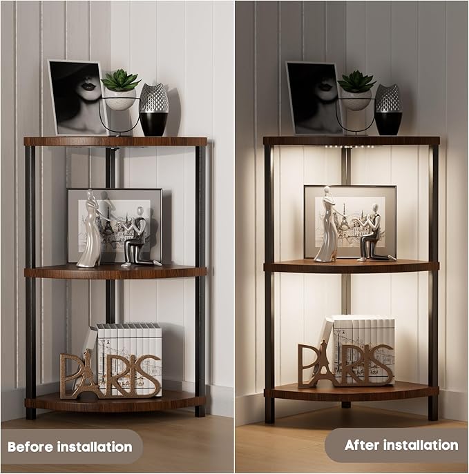 2-Pack Under Shelf Lighting for 3 Tier Corner Shelf Stand,Ultra-Bright 10 Dimmable Slim Stick on Lights,3-Color Timer 3/9/12H,Decor Lights for Living Room, Bedroom,Kitchen Storage Display Rack