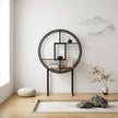 OFFICEROO Round Etagere Bookshelf 4ft 3in – Modern Asian Inspiration Circular Bookcase Shelf, Tall Circle Bookshelf & Round Shelf Standing for Living Room Display