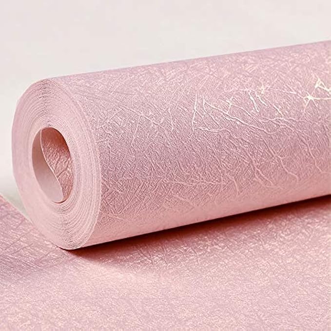 Cohoo Home Silk Pink Wallpaper Peel and Stick Contact Paper Pink Textured Silk Wallpaper for Bedroom Self Adhesive Removable Wall Sticky Paper Girls Room Drawer Liner Waterproof 15.7inW 118inL