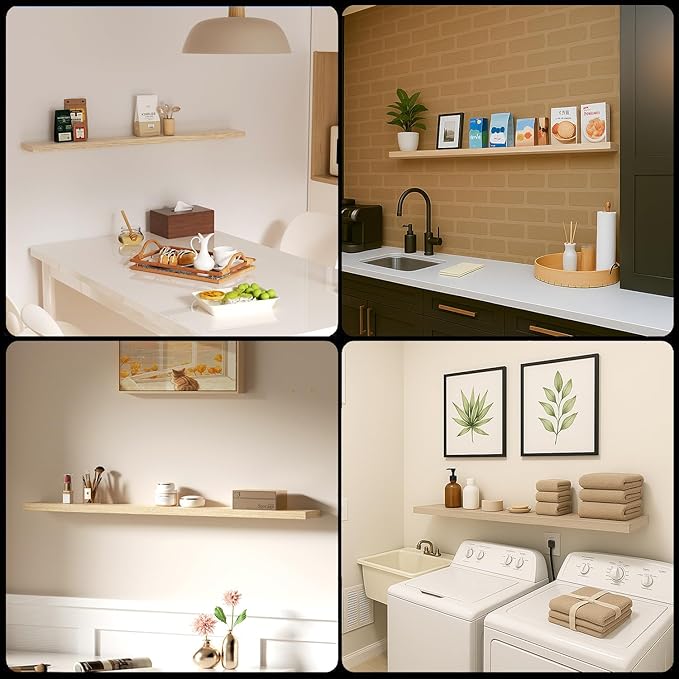 Floating Shelves for Wall, Bathroom Shelves Over Toilet, Wall Shelves & Book Shelf for Room, Hanging Shelf, Modern Wooden Mounted Floating Shelves, 48x7x1.5 in (Oak, Set of 1)