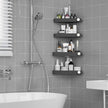 Sotfamily Plastic Shower Caddy Corner (for 90° Only), 4 Pack Adhesive Corner Shower Shelves for Bathroom Organizers and Storage, Black