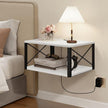 Homode Floating Night Stand, Modern Bedside Shelf Wall Mount, Wood Hanging Nightstand with Wire Hole, Floating Side Table for Bedroom Bathroom Living Room Small Places, White