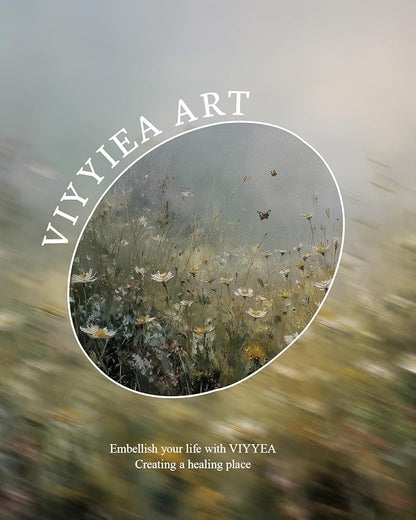 VIYYIEA Gold Framed Art Prints,8x10Inch, Wildflower Floral Vintage Art Painting, Country Spring Landscape Decor for Bedroom Bathroom Dining Room Shelf, Rustic Farmhouse Canvas Picture