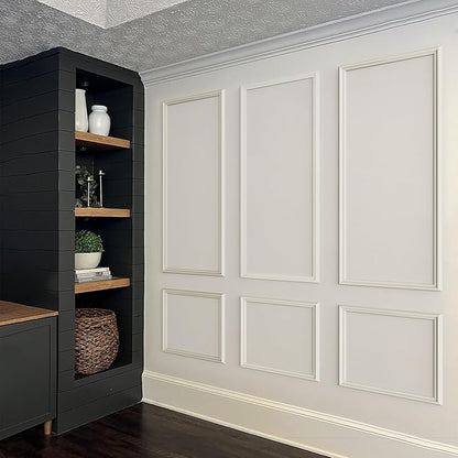 Melkus Wall Molding 3 Set Premade Wainscoting Panels for Interior Wall Décor Installed with Construction Glue Wainscoting Accent Panel (Top 63x39 in+Bottom 28x39 in) Style 2