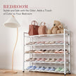 Bumusty 5-Tier Expandable Shoe Rack for Closet, 18“-33” Adjustable Shoe Rack for Small Space, Small Shoe Organizer for Front Door, Sturdy Metal (White)