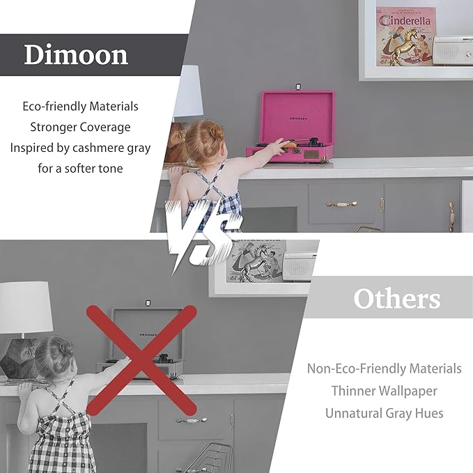 Dimoon 17.7''x236'' Peel and Stick Wallpaper Grey Contact Paper for New Environmentally Friendly Materials Thickening Upgrade Embossed Renter Friendly Gray Wall Paper Modern Vinyl Countertop Bedroom