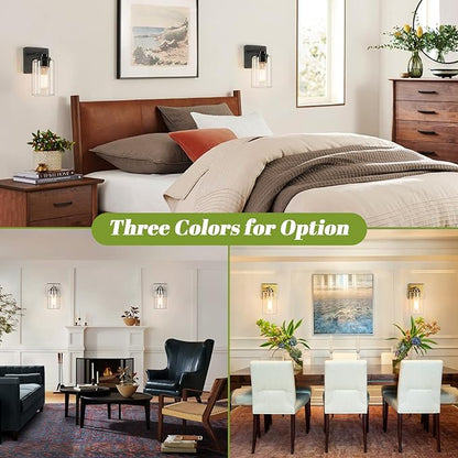 VerRon Wall Sconces, Gold Bathroom Light Fixtures, Modern Vanity Lights, Sconces Wall Lighting with Clear Glass, Sconces Wall Decor Set of 2, Light Fixture for Mirror, Living Room, Bedroom, Hallway