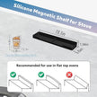 15 Inch Magnetic Silicone Stove Top Shelf,Heat Resistant Over The Stove Spice Rack for Kitchen,Space Saving Organizer Back of Stove,Includes 6 Additional Sticky Boards(Black,15''x3.8'')