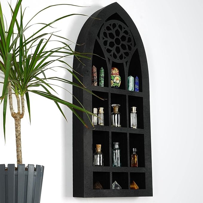 Wall Display Shelf Modern Church Window Design Stones Holder Wall Hanging Shelves for Kitchen Bathroom Office Gothic Room Decoration Bedroom