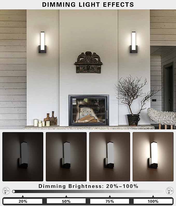 Dimmable Wall Lights for Bedroom Modern Black Indoor LED Hallway Sconces Corner Light 12
