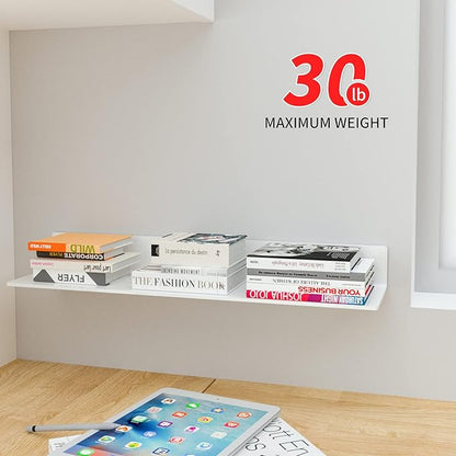 24 Inches Acrylic Wall Shelves 2 Pack, Floating Shelf for Wall Mounting, Acrylic Display Ledges for Funko Pop Figures, Home Décor, Living Room, Gaming Room, Plants(24 inch, White)