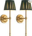 KDG Cordless Wall Sconces Set of 2, Small Wireless 5200mAh Rechargeable Battery Fabric LED Wall Lamps, Portables Lightings for Wall Painting, Living Room, Bedroom, Hallway, Gifts, Night Light (Green)