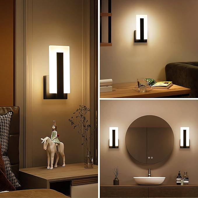 Hardwire Modern Wall Sconces with Stepless Adjustable 10%-100% 7W Acrylic LED Wall Light Brightness Suitable for Living Room Corridor Bedside (Warm White 3000K 1 Pack)