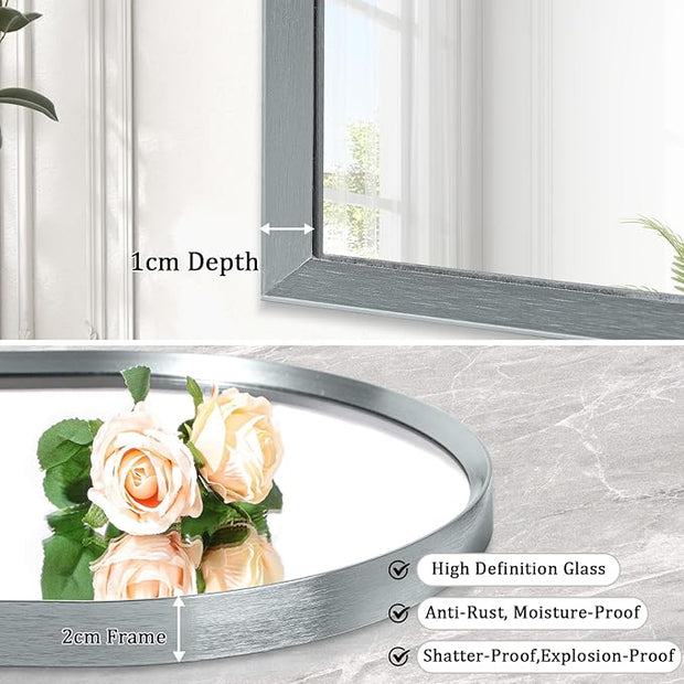 Arch Bathroom Mirror, Metal Frame Vanity Mirror, Dresser Mirror, Arch Decorative Mirrors for Living Room Bedroom Entryway Mantle 28"x20"