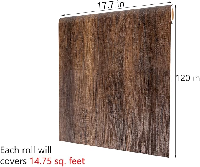 Decotalk Wood Contact Paper Wood Grain Contact Paper for Cabinets Wood Wallpaper Peel and Stick Brown Wood Wallpaper for Walls Removable 17.7