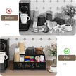 Coffee Bar Organizer for Countertop, Wooden Counter Station Organizer with Metal Mesh Basket, Coffee Bar Accessories Decor for Pods Condiment Syrup Tea Sugar, Gray