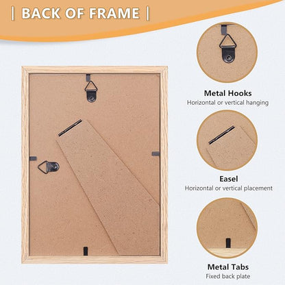 ATOBART 4x6 Picture Frame, OAK Wood Photo Frame with Perspex Glass for Vertical or Horizontal Tabletop Wall Display for Photos, Paintings, Posters, Artwork, Birthday Christmas Gift, Set of 6
