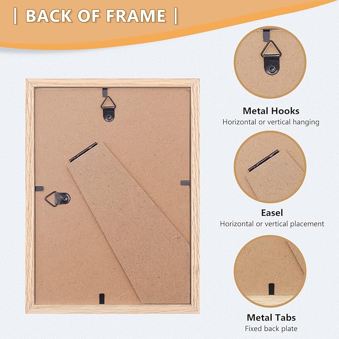 4x6 Picture Frame, OAK Wood Photo Frame with Perspex Glass for Vertical or Horizontal Tabletop Wall Display for Photos, Paintings, Posters, Artwork, Birthday Christmas Gift, Set of 2