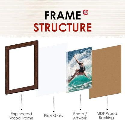 FIXSMITH 4x6 Picture Frame Bulk-4 Pack, Photo Frame 4x6 with HD Plexiglass, Brown Picture Frames Collage Wall Decor, Wall & Tabletop Picture Frames