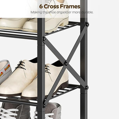 10 Tier Shoe Rack, Large Capacity Shoe Storage Organizer Holds 40 Pairs, Sturdy and Stable, for Entryway, Hallway, Closet, Dorm Room, Rustic Brown SS10BR