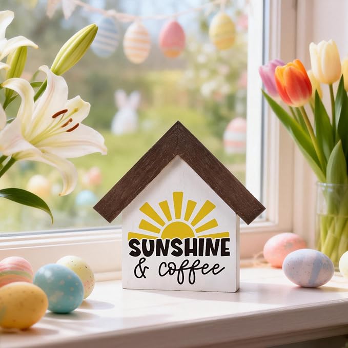MBL Sunshine Coffee Bar Decor - Wood You Are My Sunshine Bar Tiered Tray Decorations for Home Cafe Kitchen Office Shelf Counter Table Coffee Lover Gifts for Women Men Friends Coworkers