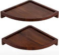 Demigo Floating Round Corner Shelves for Wall 2pcs, Acacia Wood Wall-Mounted Storage Shelves for Home Decor, Space Saving Displays for Living Room, Kitchen, Office, and Bedroom (Dark Brown)