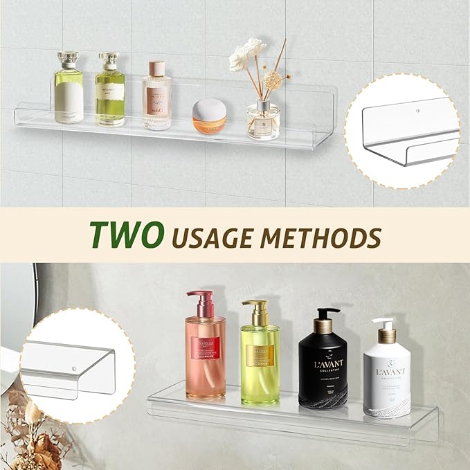 Acrylic Floating Shelves for Wall 6 Pack, 15