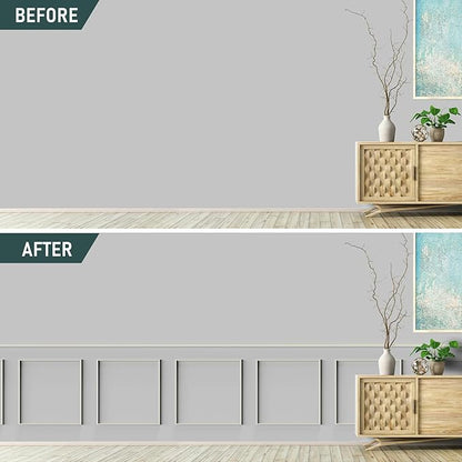 Melkus Peel and Stick Wall Molding Kit, 3 Sets 24" x 24" Precut Wainscoting Panels, Self Adhesive Molding Trims for Interior Wall Décor