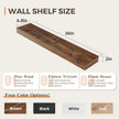 36x6.8x2 Inch Rustic Floating Shelves for Wall Set of 2 - Brown Solid Wood Wall Mounted Shelves with Invisible Bracket, Extended Design for Farmhouse Living Room Bedroom Kitchen Decor