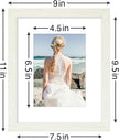 Vittanly 8x10 Picture Frames Set of 9, Shatter Resistant Plexiglass, Display 5x7 Pictures with Mat or 8x10 without Mat, Photo Frames for Wall or Tabletop, Engineered Wood, Whitemist