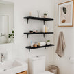 SKYSEN Floating Shelves for Wall Set of 6, 23.6in Wood Wall Shelf for Decor, Bathroom, Bedroom, Storage, Book,Kitchen, Living Room - Black(fs-60-b)
