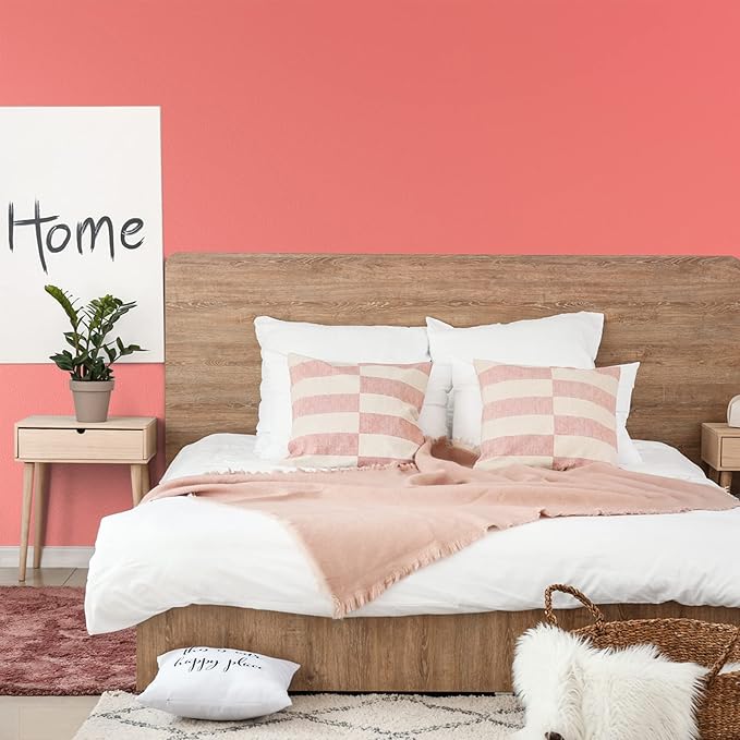 VEELIKE Thick Salmon Pink Peel and Stick Wallpaper Coral Pink Contact Paper for Cabinets Furniture Nursery Decor 24''x354'' Renter Friendly Self Adhesive Peach Color Wallpaper for Bedroom Girls Room