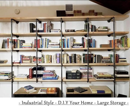 Industrial Wall Mounted Iron Floating Pipe Shelves/Shelving/Racks/Storage/Bookcases/Brackets, DIY Open Bookshelves/Shelving for Kitchen/Office, Retro Black,(5-Tier Shelf Brackets,Not Include Planks)