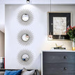 3 Pack Metal Mirrors for Wall Sunburst Wall Mirrors Home Décor Decorative Hanging Wall Art for Living Room Bedroom Entryway (Black2, Sunburst)