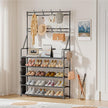 OYREL Shoe Rack 5 Tier Shoe Racks Organizer 20-25 Pairs Shoes Rack for Closet Entrance Shoe Storage Organizer with Hooks and Side Pocket Entryway Shoe Holder Space Saving Free Standing Shoe Racks