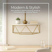 Wall Shelf Decor– Wood and Metal Half-Moon Design with Glam Style for Living Room, Bedroom or Entryway – Home Decor Accent Shelf for Displaying Plants, Photos or Essentials – 16