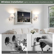 Wireless Wall Sconce Sets of 2, Pleated Shades Rechargeable Battery Operated Wall Sconce, Retro gooseneck Brushed Nickel Bathroom Vanity Lights, Wall Mounted Lamps for Bedroom Living Room Hallway