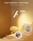 Rechargeable Indoor Wall Sconce Wood, LED Wall Light for Bedroom,Touch and Remote Control,360° Rotate Walnut Wood Wall Light,3 Colors Dimmable Brightness Wall Lamp with 15 RGB Colors,1 Pack
