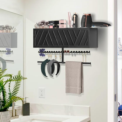 Rustic Hair Dryer Holder Wall Mounted,Hair Styling Tools & Accessories Organizer,Bathroom Supplies & hot Tools vanities Organizer Caddy,for Storage Flat Iron,Blow Dryer,Curling Iron,Towel