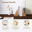 Marble Bookends for Heavy Books, Decorative Book Ends for Shelves, Unique Marble Stone Durable and Heavy Book Ends for Hardback Books & CDS, Book Stopper/Holder, Set of 2(Moca Jade)