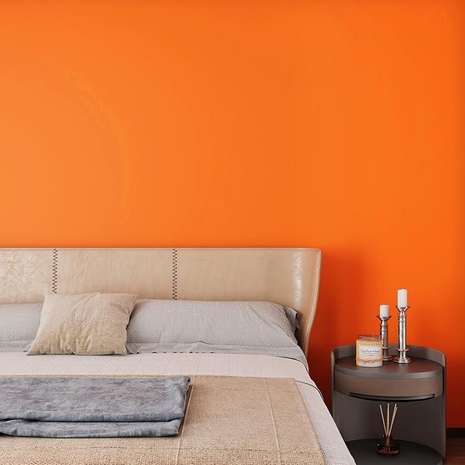 Livelynine Burnt Orange Wallpaper Stick and Peel 15.8X197 Light Orange Contact Paper for Cabinets Self Adhesive Kids Room Wallpaper for Girls Bedroom Matte Kitchen Cabinet Vinyl Wrap Desk Cover Locker