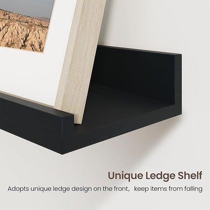 Axeman 36 Inch Floating Shelves | Black Picture Ledge Shelf Set of 3 | Rustic Wood Wall Shelves with Lip | 36" Black Picture Shelf for Wall with Ledge | Photo Shelves