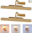 Gallery Picture Light for Wall, 4400mAh Brass Cordless Wireless LED Wall Sconce,Rechargeable Remote Dimmable Lighting for Modern Hallway Living Room Wall Decor(12 in, 2 Pack)