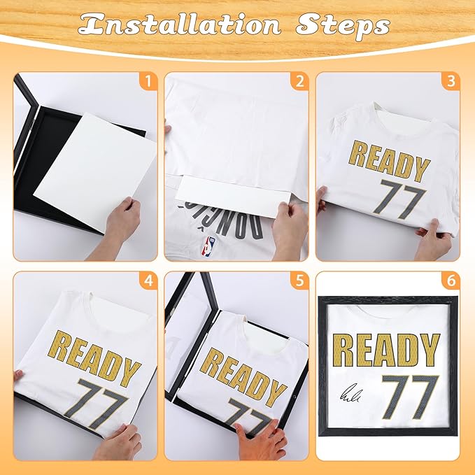 1 Pack T Shirt Display Frame, 15'' X 15'' Black Imitation Wood T Shirt Frame with 98% UV Protection Acrylic, 1