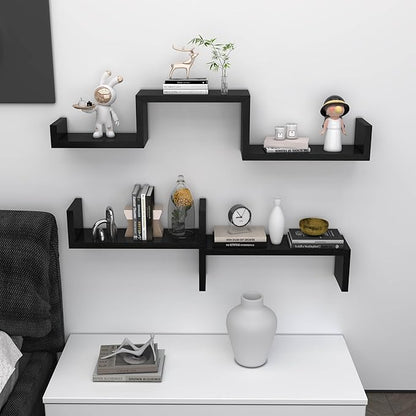 Black Floating Shelves for Wall Shelf for Bedroom, Waterproof Solid Wood Floating Shelves Bathroom，Small Relief Textures, Suitable for Bedroom, Living Rooms, Kitchens, Office, and Bathroom