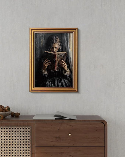 HUARCEY Gold Framed Wall Art for Living Room, Portrait Painting Prints, Vintage Wall Decor for Kitchen, Gothic Bedroom Wall Art for Home Office Magic Scripture 16L x 12W