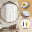 Growsun Round Wall Mirror with Vintage Black Floral Frame – 24 Inch Decorative Wall Mirror for Living Room, Bedroom, Entryway, Bathroom Vanity – Elegant Antique Accent Home Décor