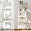 aboxoo Ladder Shelf 2 PCS White Bookshelf 5-Tier Wooden Open Shelf Wall-Mounted Wood Rack Industrial Modern Plant Flower Stand Utility Organizer Bookcase Metal Frame Furniture Office Kitchen Bedroom