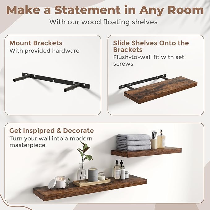 30 Inch Floating Shelves for Wall Set of 2, 8