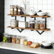 HOOBRO Floating Shelves, 15 Inch Wall Shelf Set of 2, Wall Mounted Storage Shelves 2-Tier, Hanging Bathroom Shelves, for Living Room, Bedroom, Bathroom, Kitchen, Rustic Brown and Black BF13BJP201